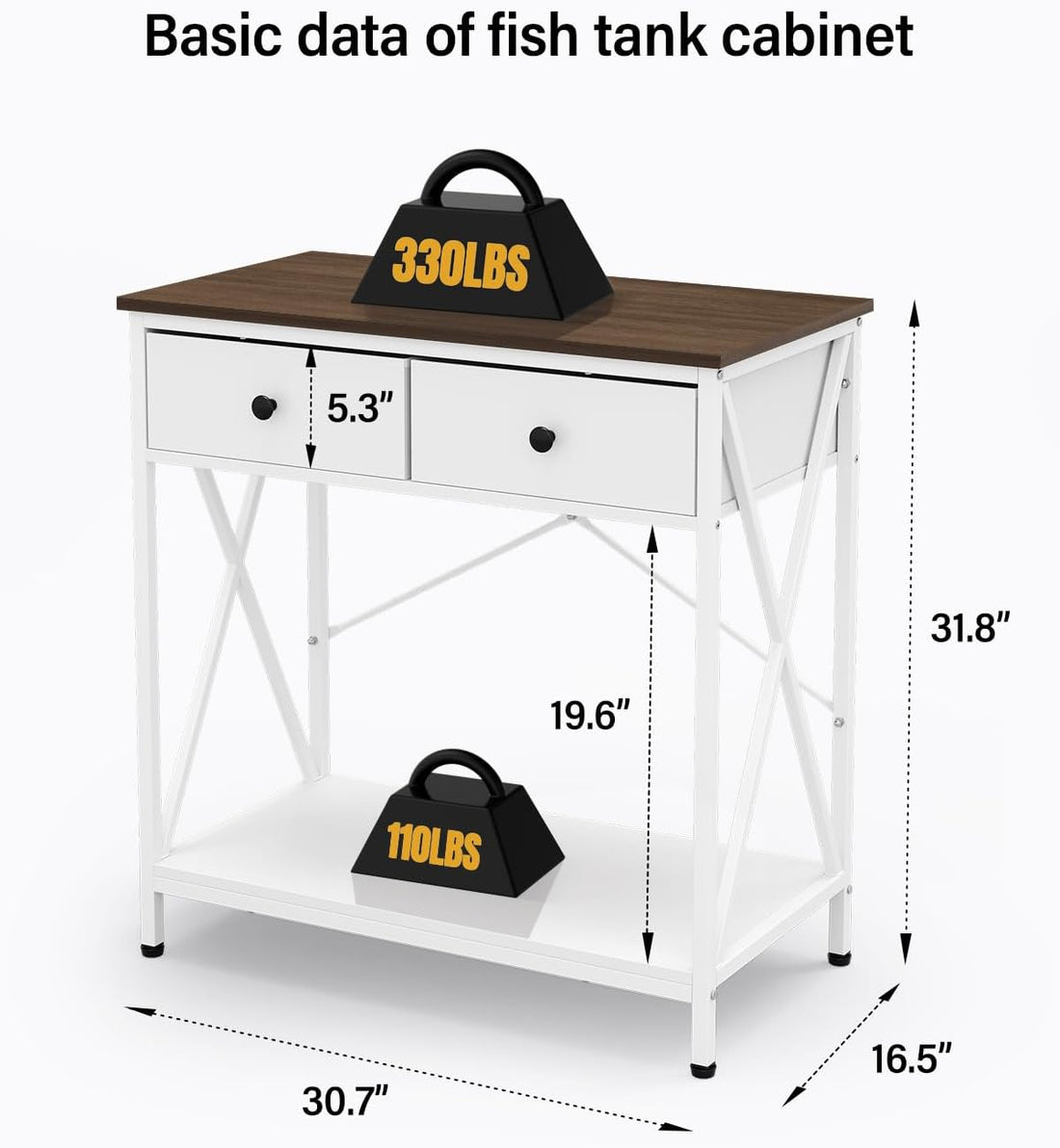 Fish Tank Stand with Drawer,20-29 Gallon Aquarium Stand Easy Assemble