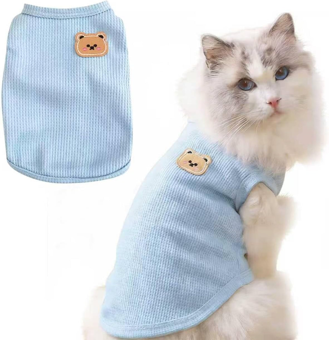 Waffle Knit Cat T Shirt, Puppy Shirt for Sphynx Cats, Pet Clothes