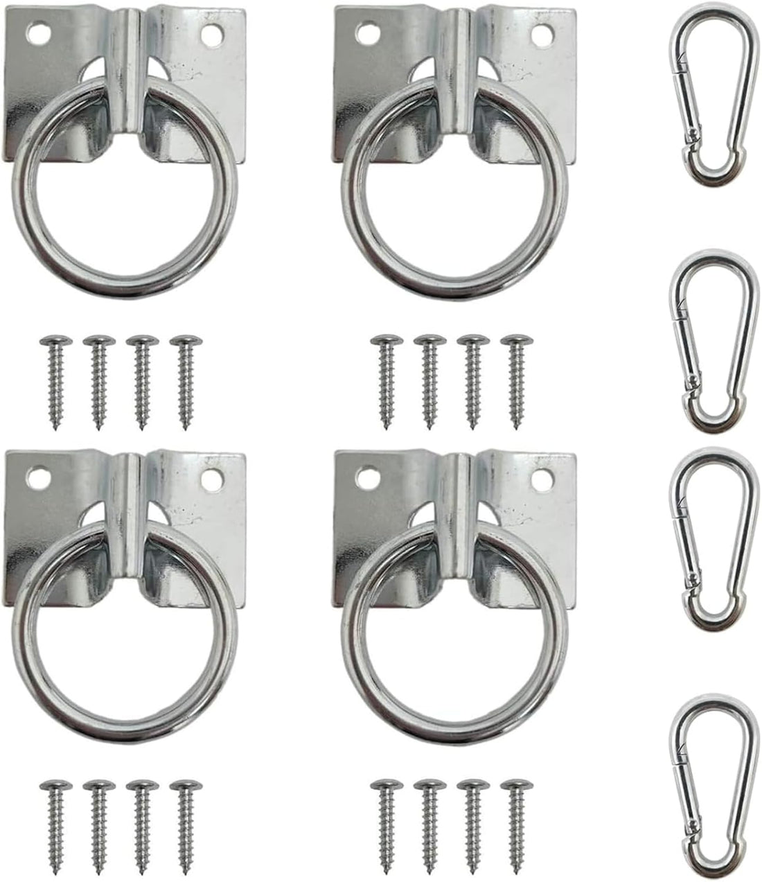 4pcs Horse Tie Rings with Snap Hooks and Screws for Barn Stall Trailer