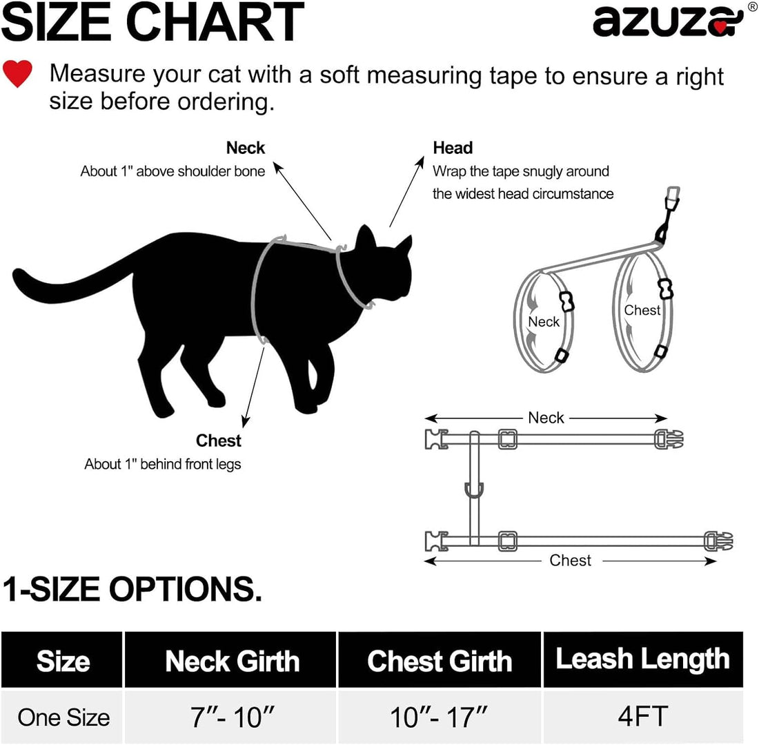 azuza Cat Harness and Leash Set, Escape Proof for Safe Walking