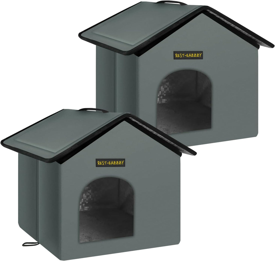 Rest-Eazzzy Outdoor Cat House for Feral Cats,Weatherproof & Insulated