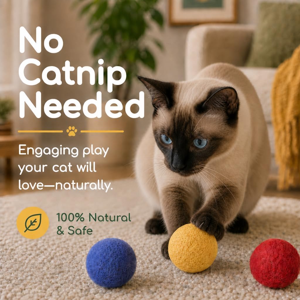 Earthtone Solutions Wool Cat Balls - Safe Silent Felt Ball Toys