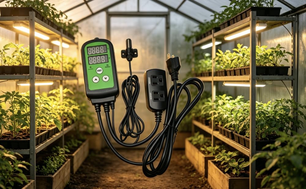 Humidity Controller, Dual Outlet Humidistat, 5-99% RH, Reptile