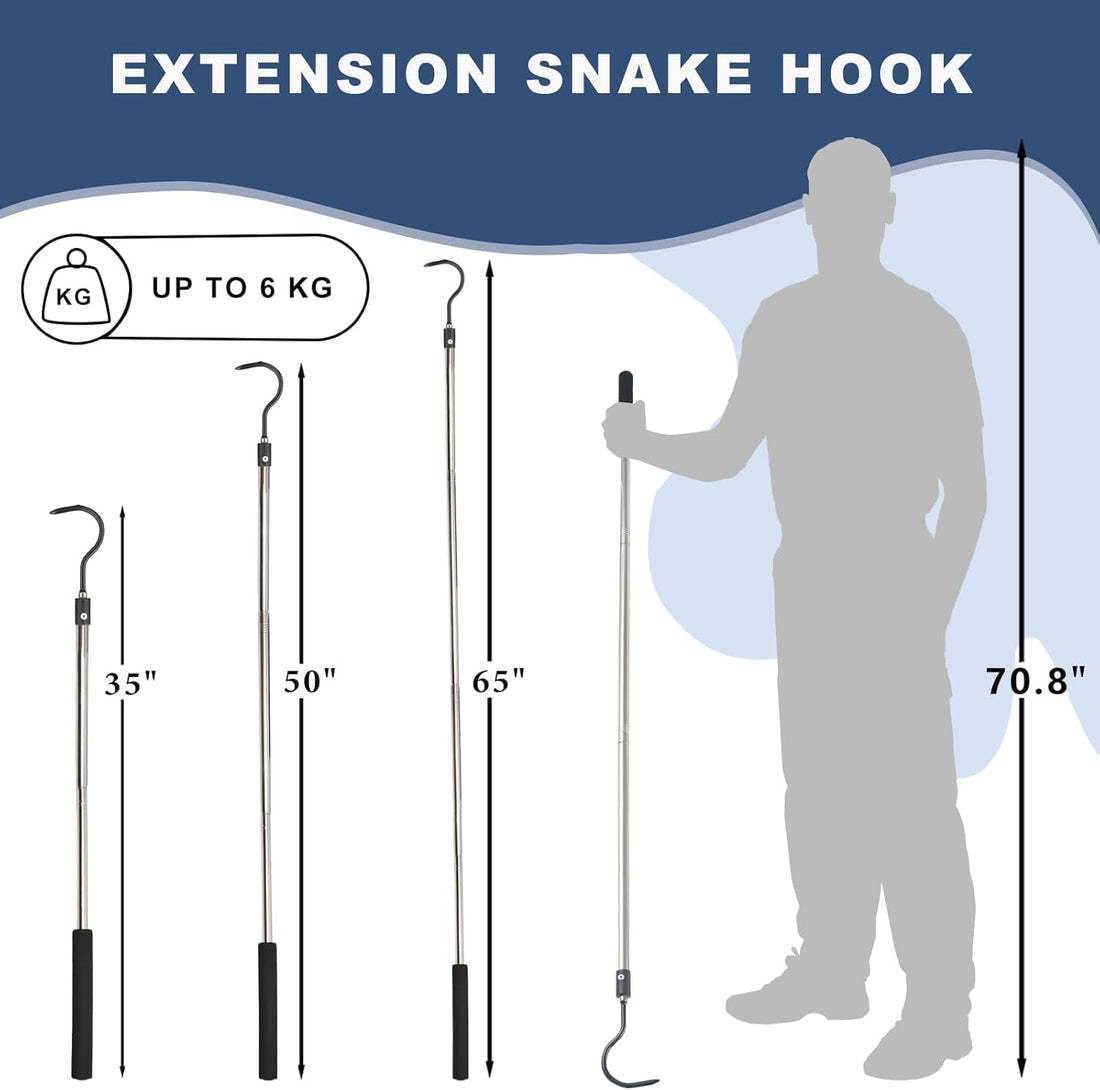 Snake Hook Heavy Duty, Snake Hook Retractable 35"-65" Catcher Hook