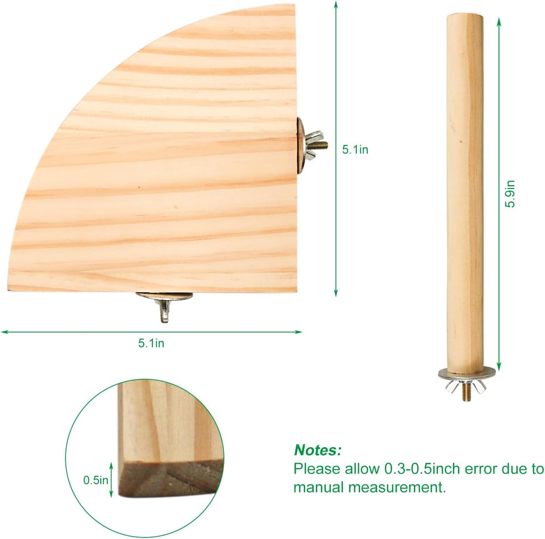 2 Pack Bird Perch Platform, Parrot Stand Sector Playground Wood Perch