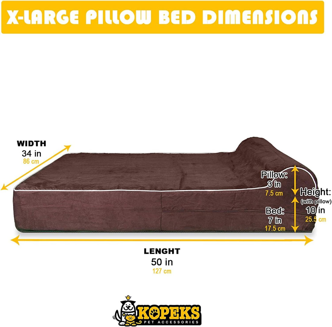 KOPEKS Dog Bed Replacement Cover Memory Foam Beds - Brown