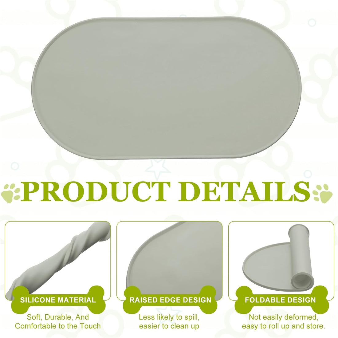 Cat Food Mat 18x10 Inch Silicone Pet Feeding Mat