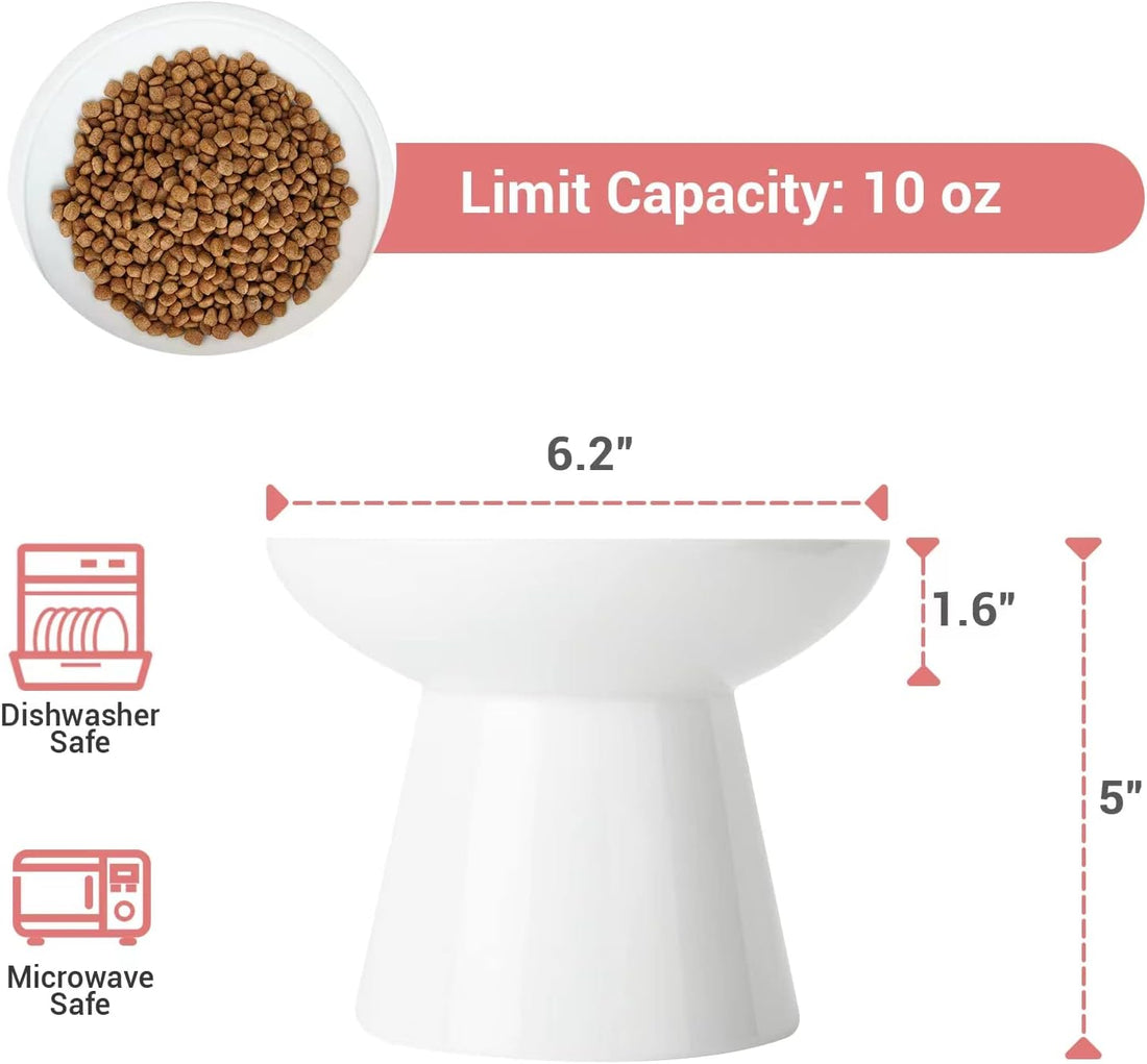 CEEFU Extra Wide Elevated Ceramic Cat Bowl