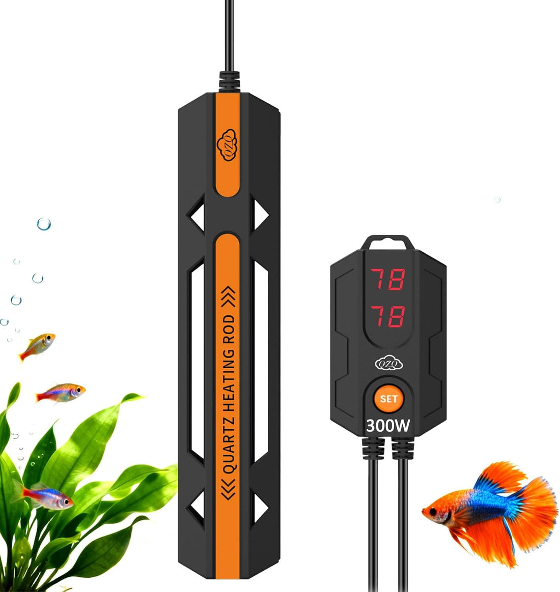 QZQ Aquarium Heater, 25W Adjustable Fish Tank Heater with Digital