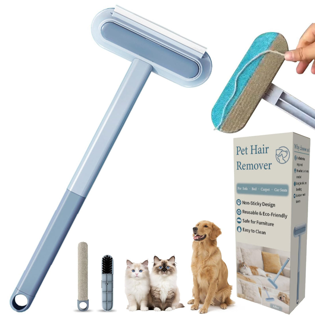 Cat Hair Remover 4-in-1 Multi-Functional Pet Hair Remover
