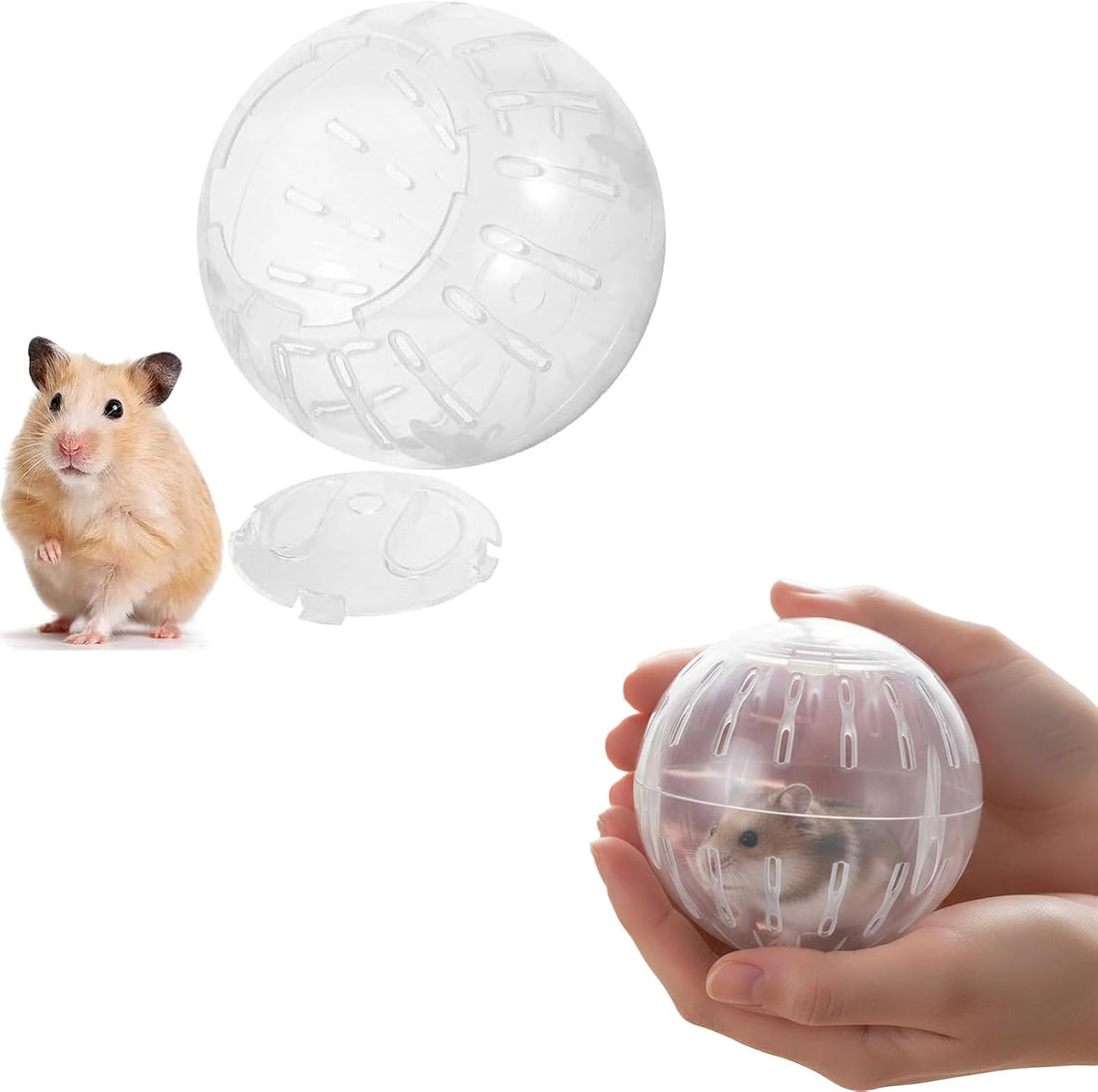 White-Transparent Plastic Silent Dwarf Hamster Ball, 1Pc