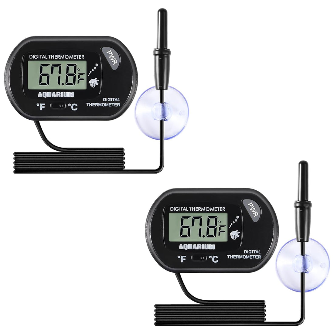 2pcs Aquarium Thermometer LCD Digital Fish Tank Thermometer
