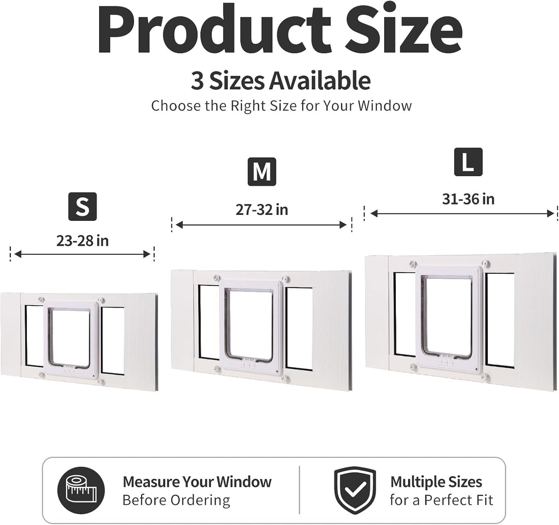 Sliding Cat Door for Window, Fits 31"-36" Width Window Adjustable Cat