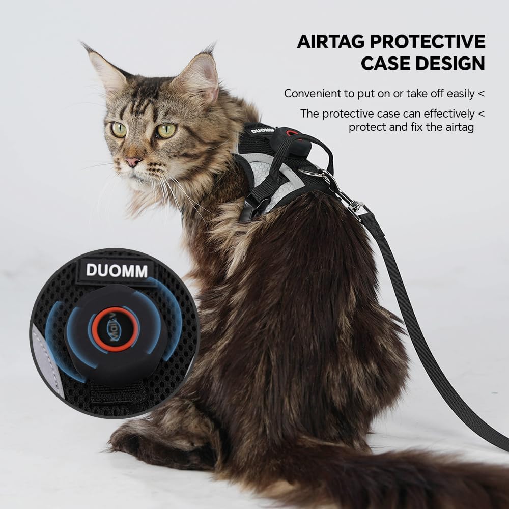 Cat Harness Leash Set with AirTag Holder