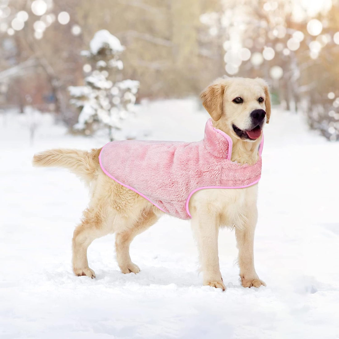 Malier Dog Winter Coat, Reversible Fleece, Small, Pink - Windproof