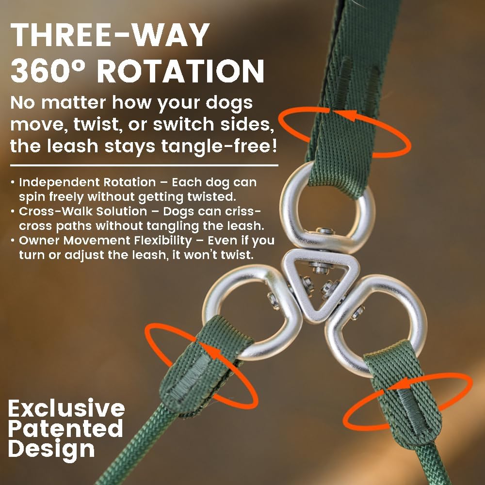 Howgo Double Slip Leash Slip Lead with Two Handles| Dual Dog Slip