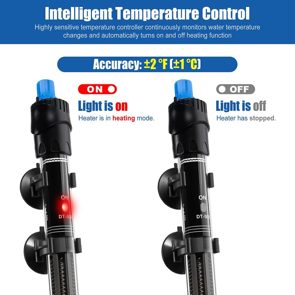 DaToo 500W Aquarium Heater Submersible 500Watt Fish Tank Heater