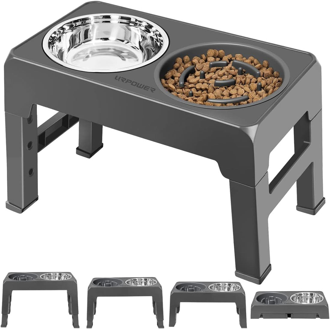 URPOWER Raised Dog Bowls 4 Height Adjustable Elevated Bowl Stand