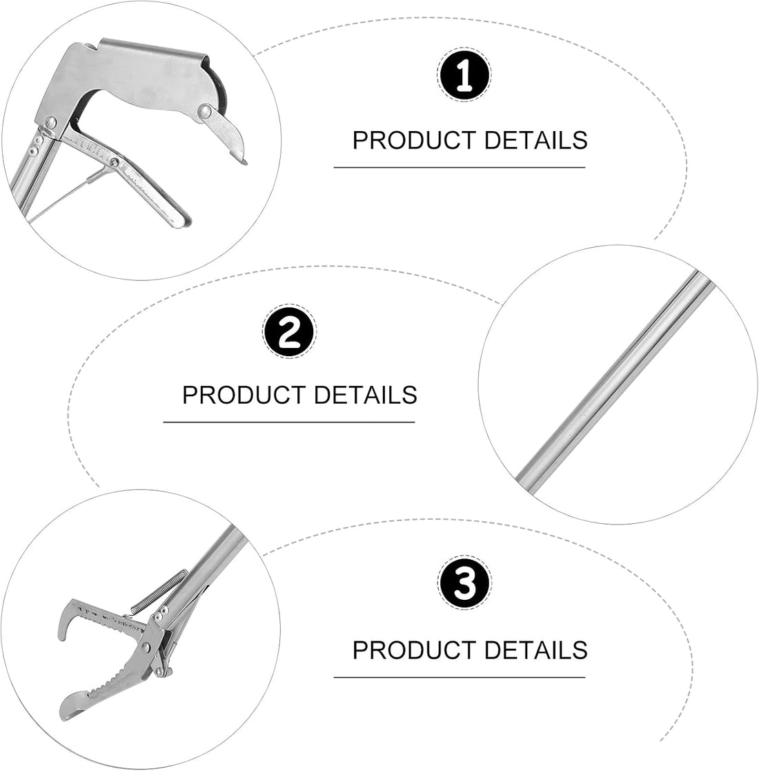 generic Folding Snake Catcher Clamp with Lock Stainless Steel Reptile