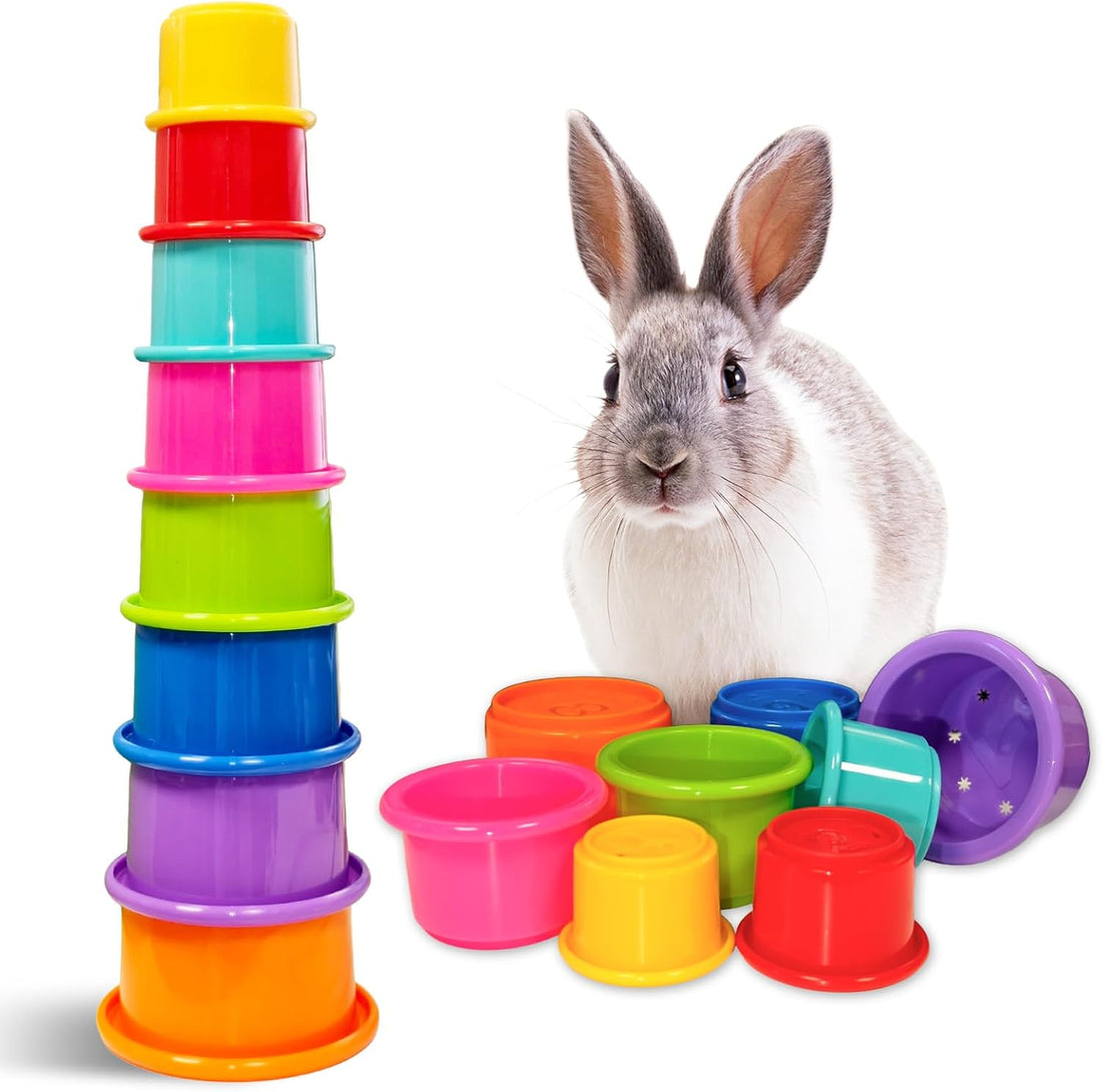 8 Pcs Stacking Cups for Bunny,Colorful Nesting Reusable Rabbit Toys