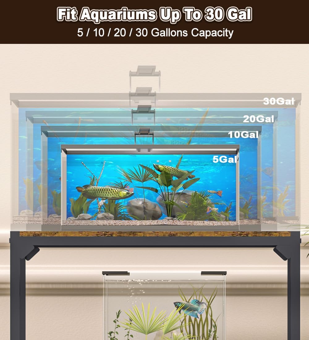 20-30 Gallon Aquarium Stand with 3-Tier Adjustable Storage Shelf