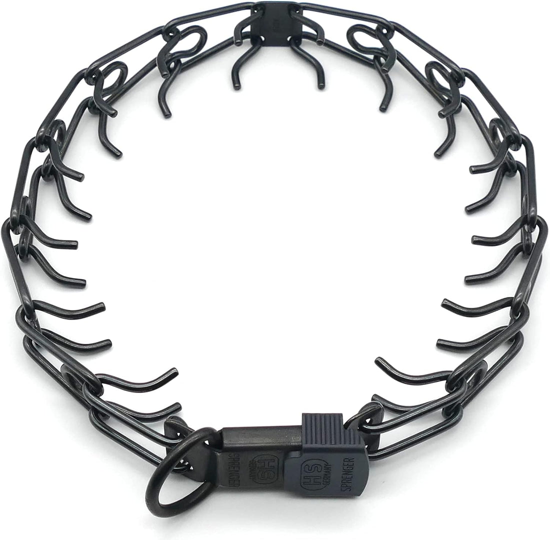 Herm Sprenger Black Stainless Steel Prong Dog Collar with ClicLock
