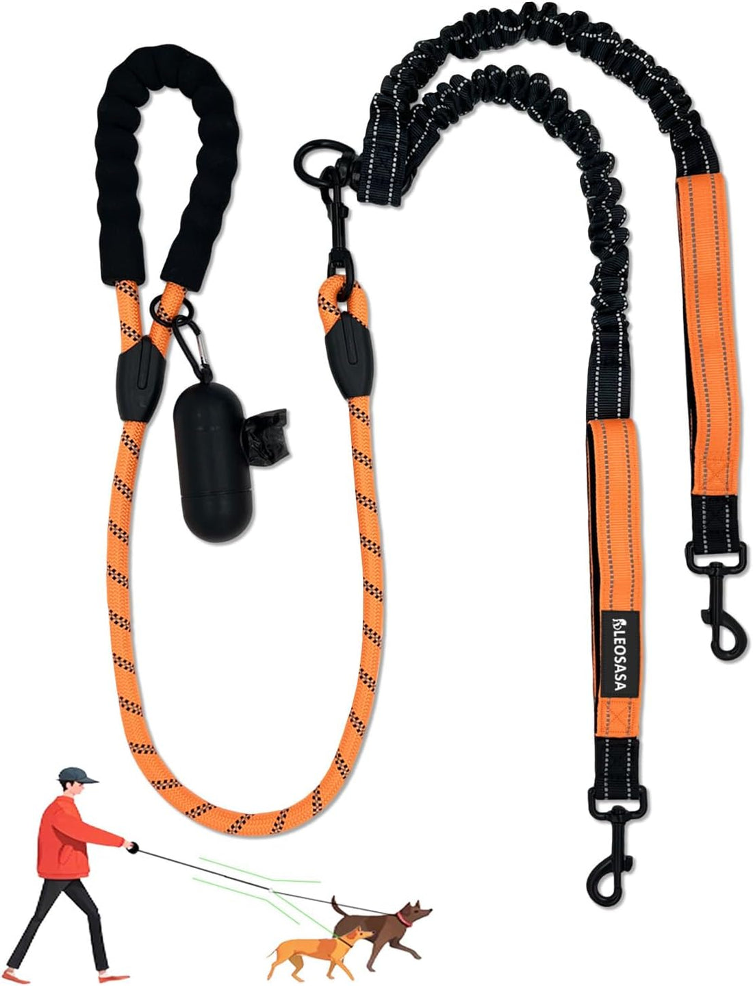 Double Dogs Leash - Removable Main Lead Rope with Splitter