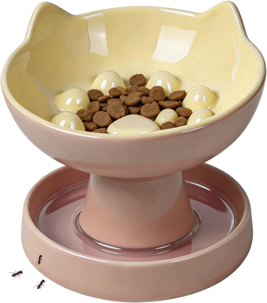 Raised Slow Feeder Cat Bowl, Ceramic 15° Tilted Cat Bowl