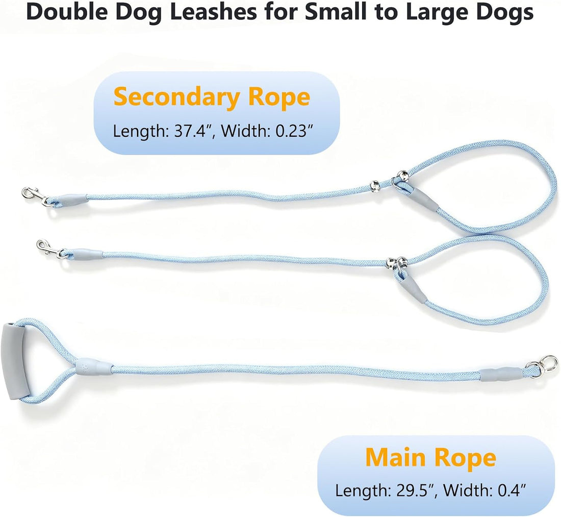 Double Slip Leash for Two Dogs Walking & Training Trangle Free