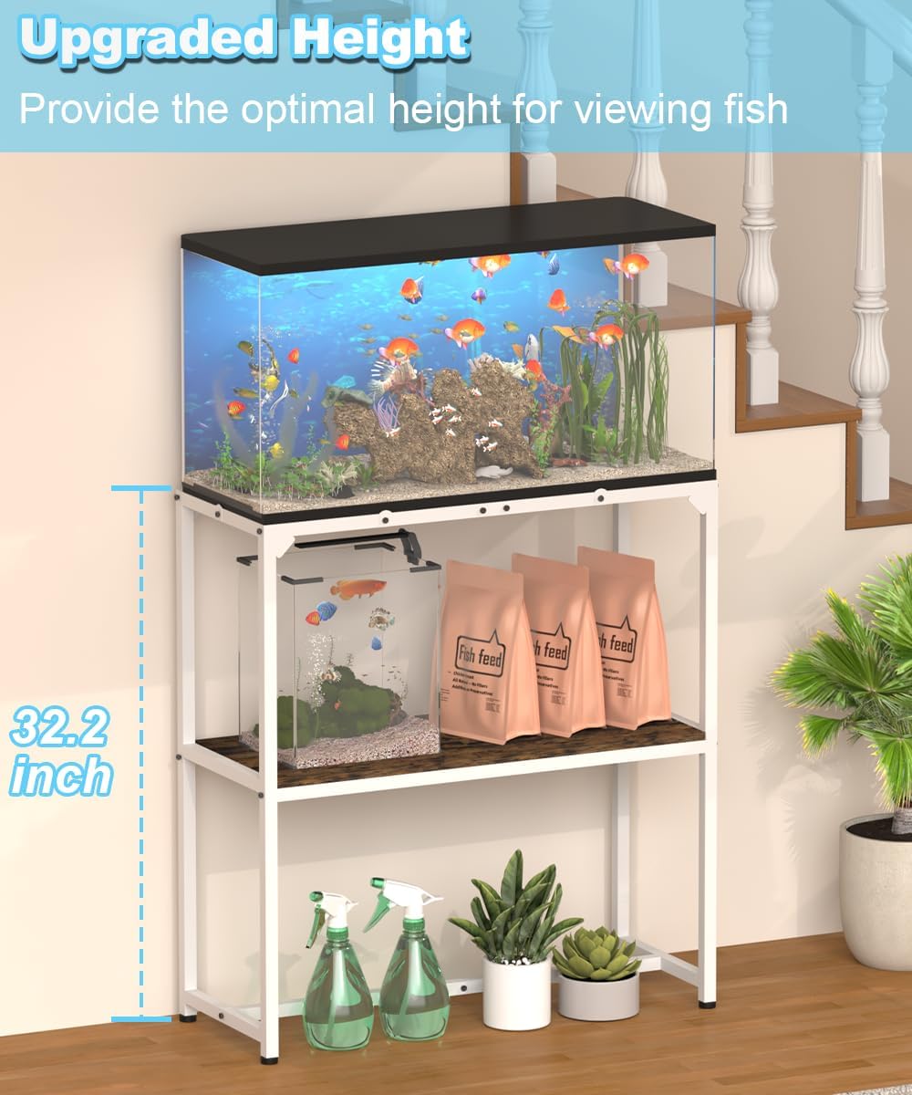 Mondazie 20-30 Gallon Fish Tank Stand, 30" L x 12" W x 32.2" H, White