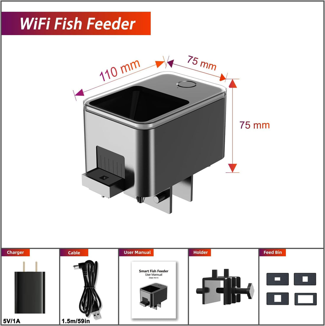 WiFi Fish Feeder for Aquarium Automatic Fish Feeder Automatic