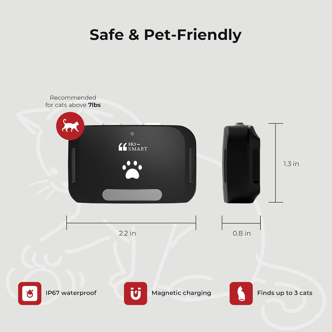 Cat GPS Tracker Without Subscription Fee, 1500 FT Range
