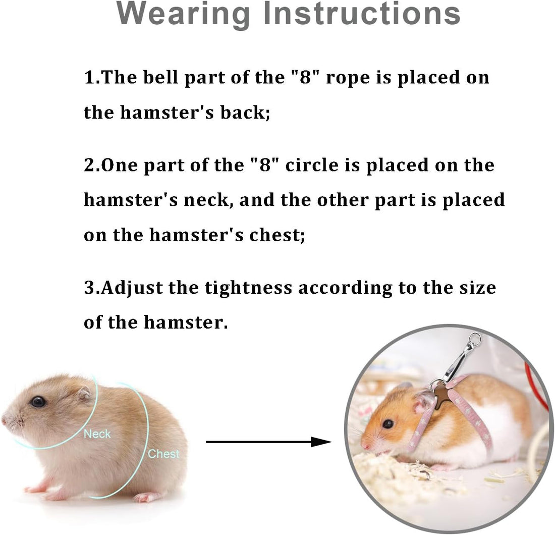 Hypeety Syrian Hamster Leash Harness Set Adjustable Training Lead