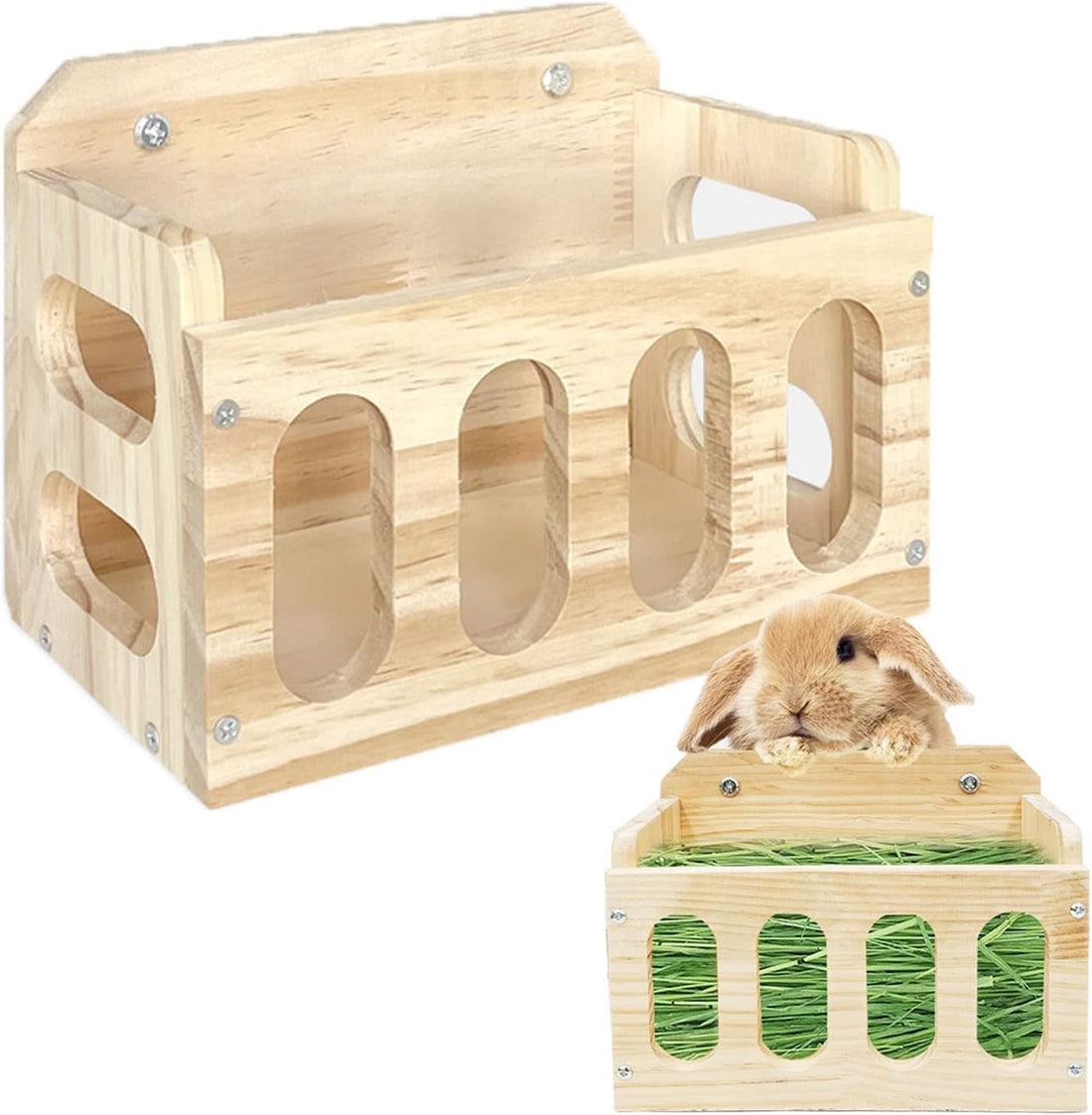 Rabbit Hay Feeder Wooden Hay Rack Guinea Pig Hay Holder Less Wasted