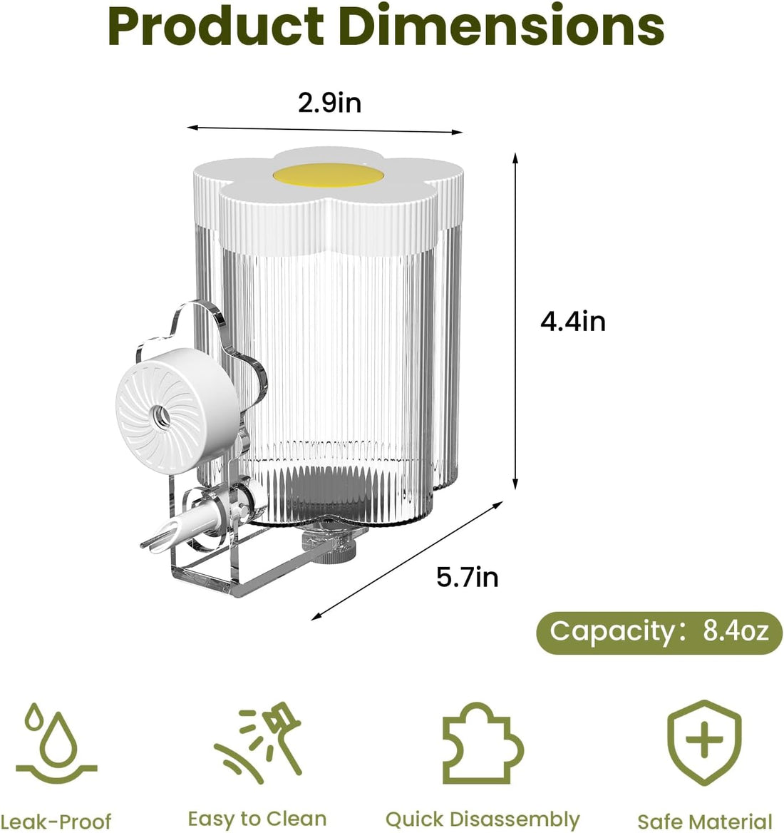 8.4 Oz No Mess Bird Water Feeder, Auto Parrot Cage Water Dispenser