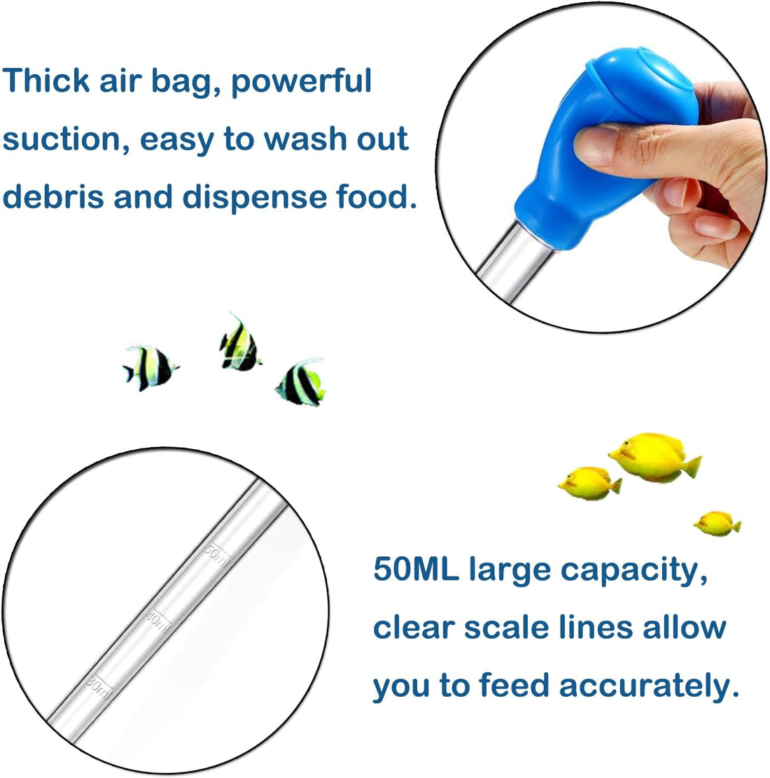 KABASI Waste Clean Tool Coral Fish Feeder with 2PCS Extension Pipes