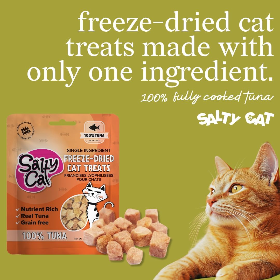 Salty Cat Freeze Dried Tuna cat Treats, 100% Wild-Caught Tuna, 10 g
