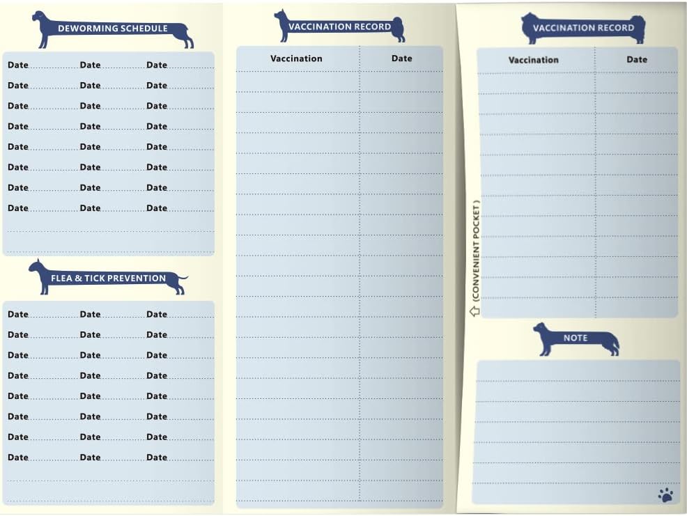 ANZON MORIES Dog Vaccination Record Cards 24 Packs with Storage