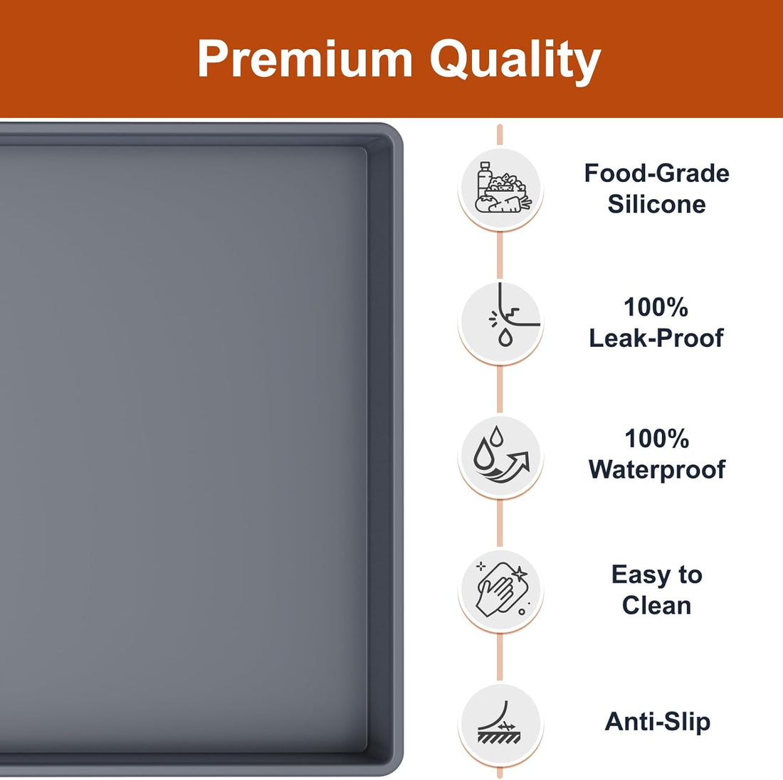 19" x 12" Extra Thick Silicone Mat Waterproof with Raised Edge