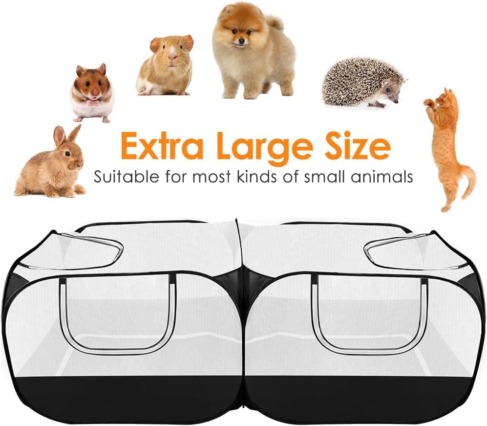 Lukovee Small Animals Playpen, Foldable, Detachable Bottom