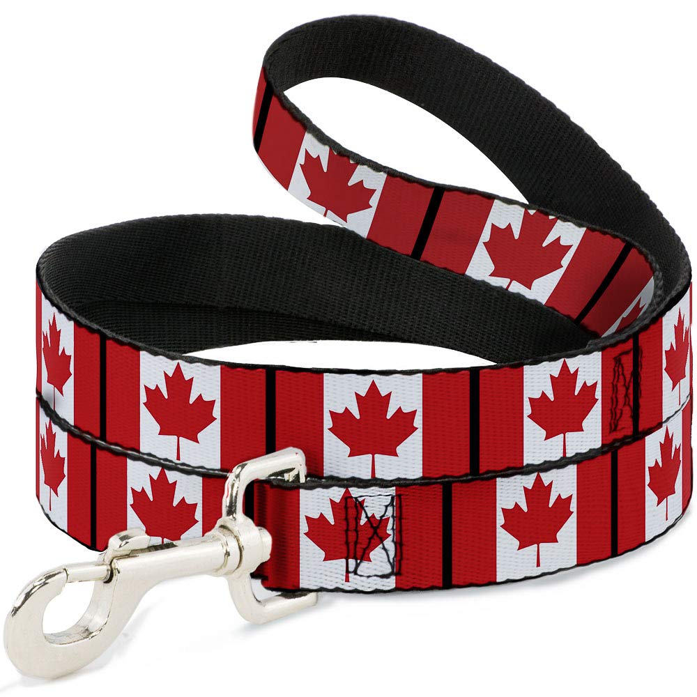 Buckle-Down Pet Leash - Canada Flags - 4 Feet Long - 1" Wide