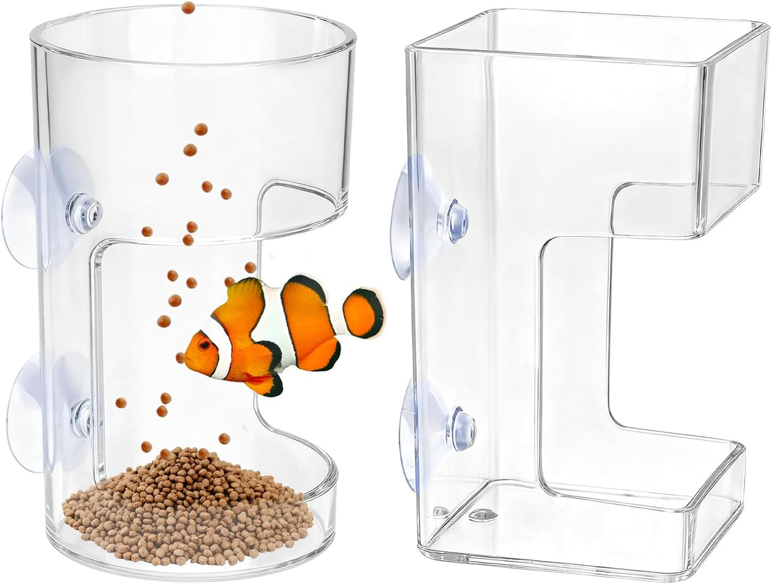2pcs Fish Tank Feeding Tray w/Suction Cup - Aquarium Fish Feeding Tube