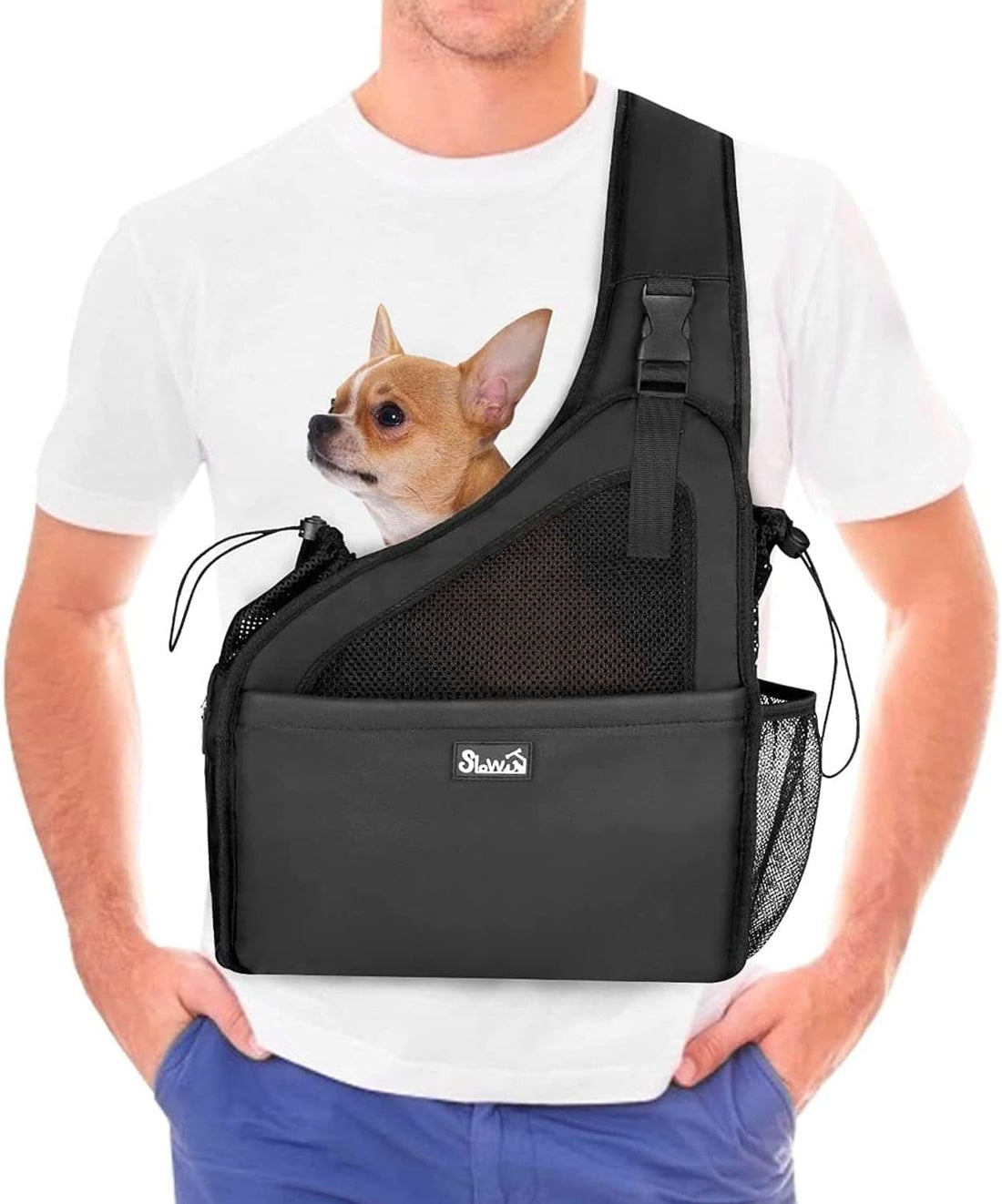Lukovee Pet Sling, Removable Hard Bottom for Small Dogs, 6-12 lbs