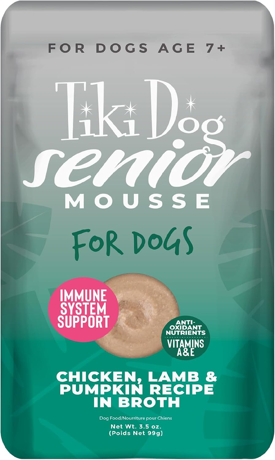 Tiki Dog Senior Mousse Dog Food, Chicken, Lamb & Pumpkin, 3.5oz Pouch