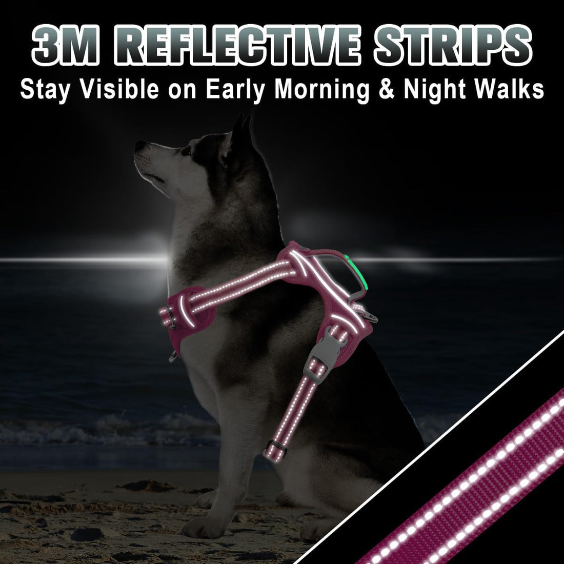 BARKBAY No Pull Dog Harness Large Reflective Dog Harness with Front