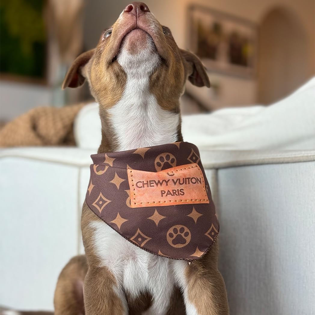 Chewy Vuiton Dog Bandana Designer Fashion Scarf Kerchief for Small