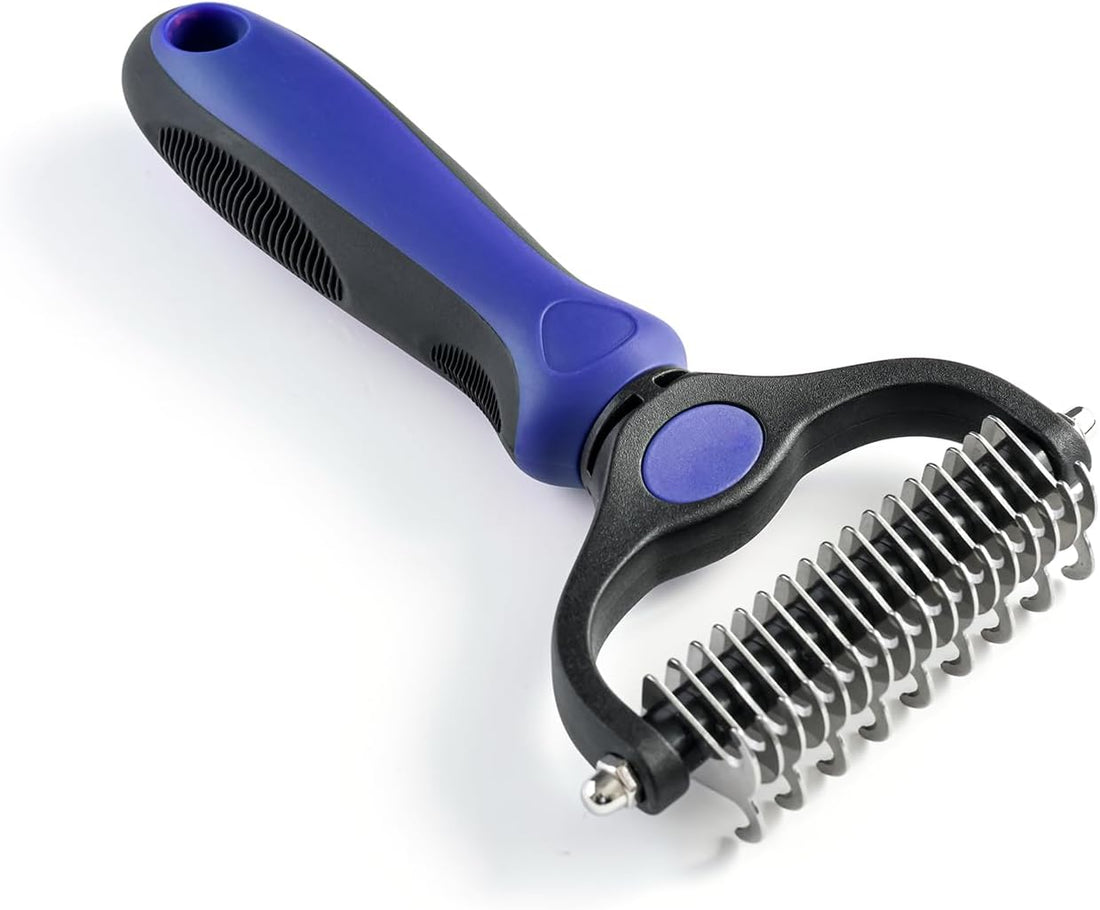 WePet Grooming Rake for Dogs & Cats, Double-Sided Deshedding Brush