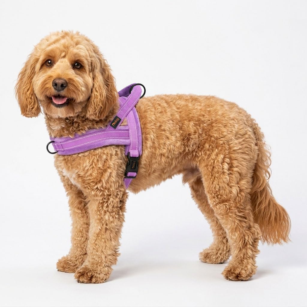 Didog No Pull Dog Harness for Small Dogs, Soft Flannel Padded, Purple