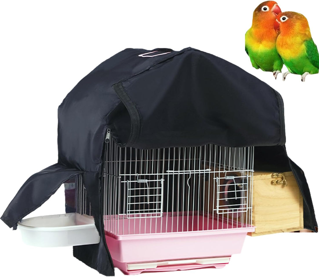 Bird Parrot Cage Cover with Dual Side Zippers, Blackout