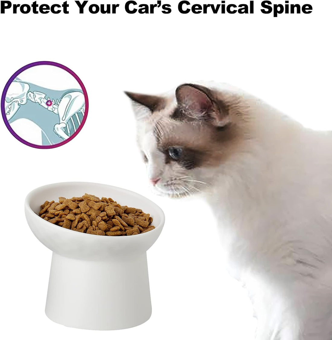 KITCHENLESTAR Ceramic Raised Cat Bowls